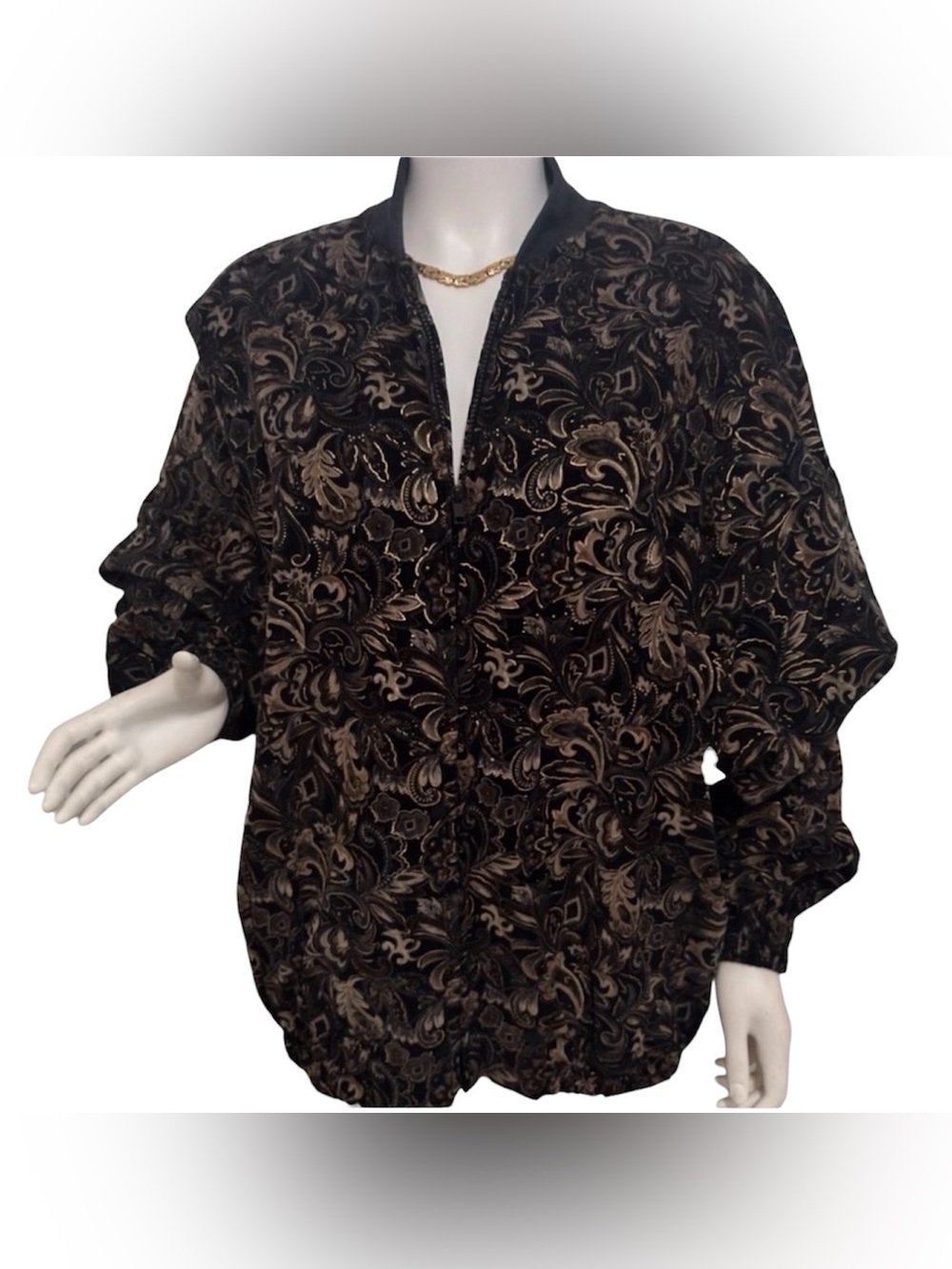 Vintage 80s Baroque Print Bomber Jacket Sz L/XL